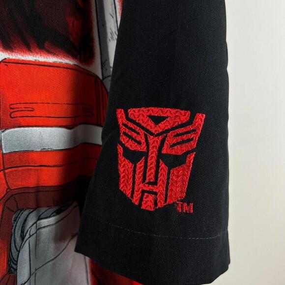 Vintage Transformers Shirt Mens XL Black Optimus Prime Collared Button Up G1 Y2K - Picture 4 of 5